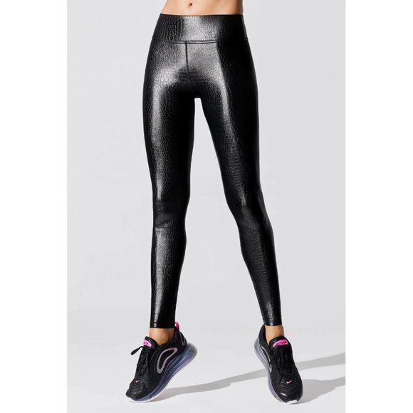 Carbon38 Pants - Carbon38 Full Length Crocodile Takara Shine Leggings Regular Rise
